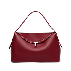 curved flap handbag with contrast stitching – TESSA