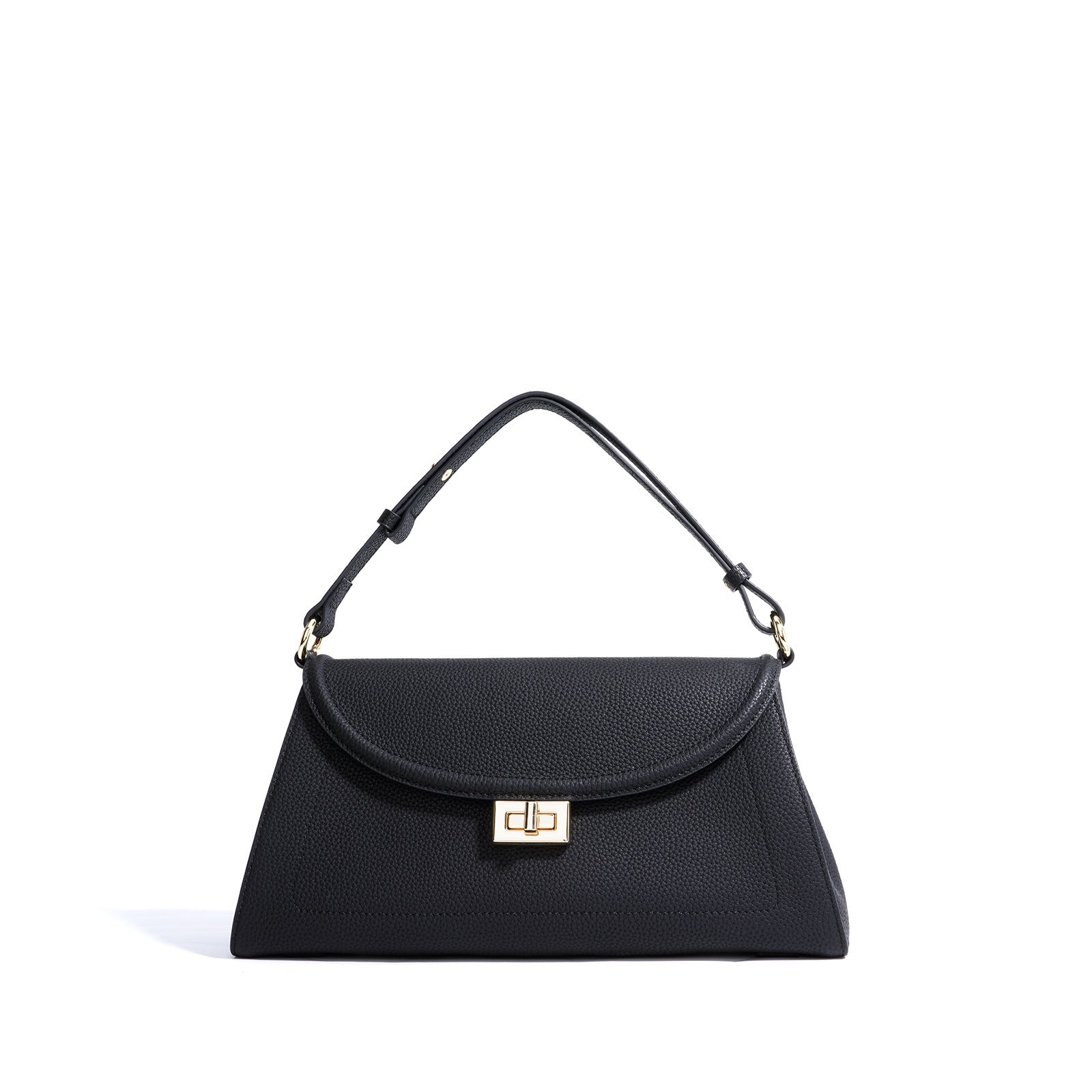structured flap shoulder bag with turn-lock closure – NOIRÉ