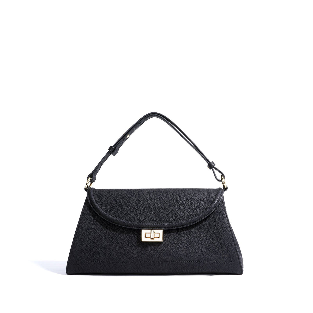 structured flap shoulder bag with turn-lock closure – NOIRÉ