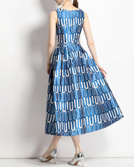 Sleeveless A-line dress with geometric pattern - SOFINA