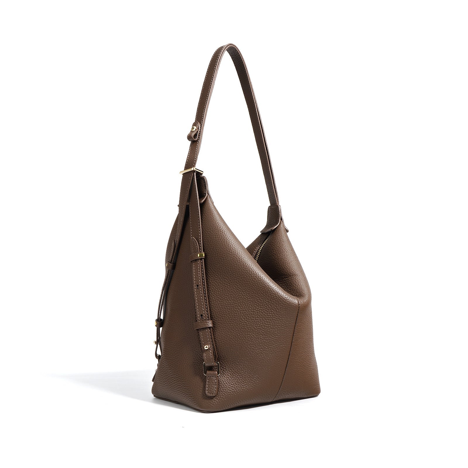 textured leather shoulder bag with adjustable strap - NORDA