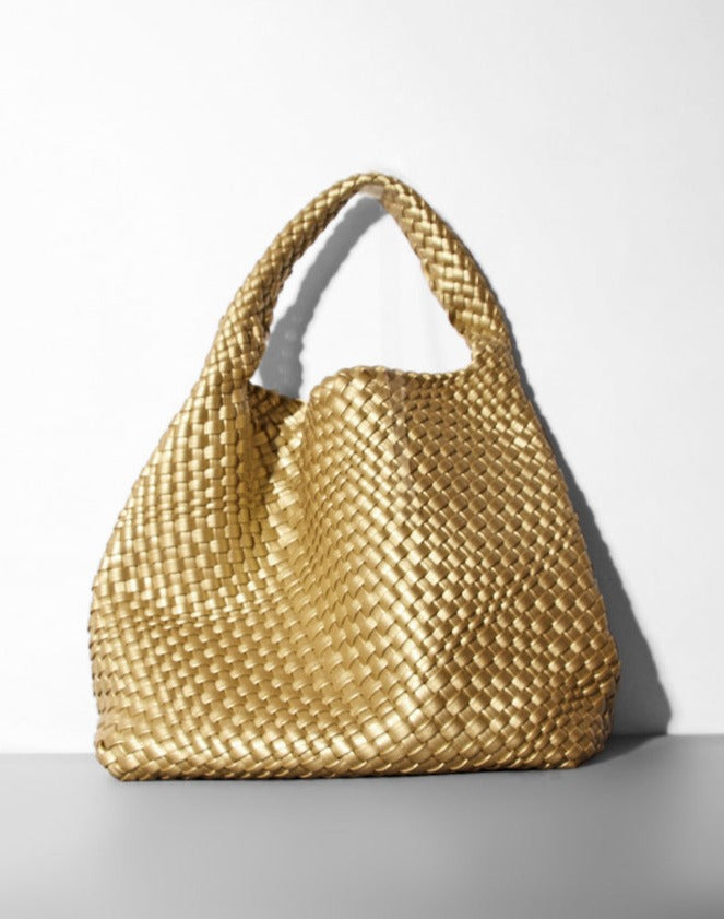 woven leather tote bag with top handles - Aaatrti