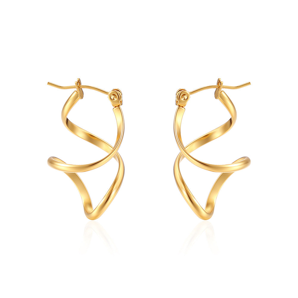 Twisted spiral hoop earrings with gold finish – Auzki