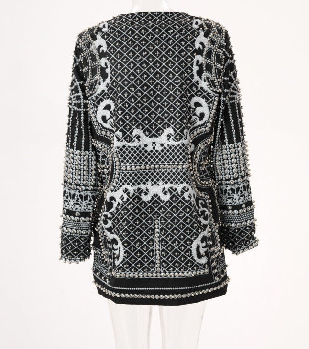 embellished plunge blazer mini dress - Elladine