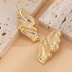Textured molten double-layer earrings with sculptural finish - Vadvy
