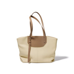 structured tote bag with contrast top panel and double handles – NAYLA