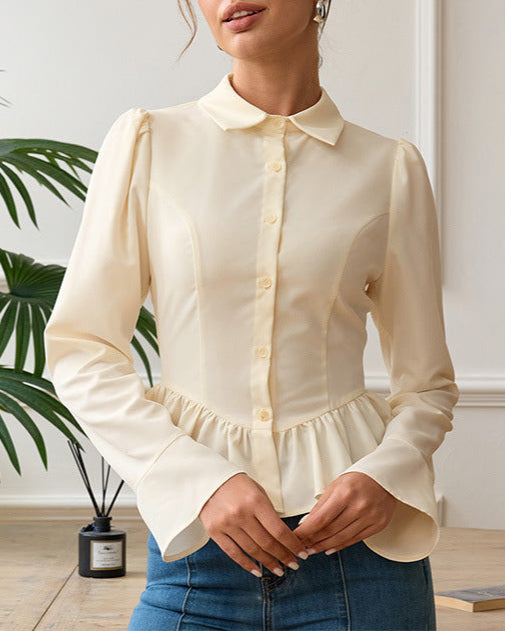Peplum blouse with puff sleeves - Tinwu