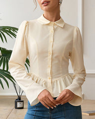 Peplum blouse with puff sleeves - Tinwu