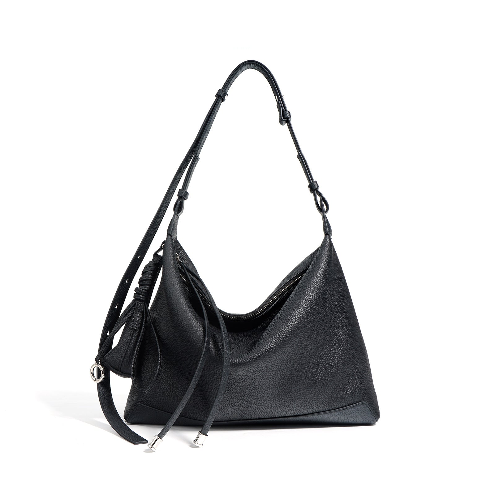 slouchy hobo shoulder bag with tassel charm – LYRA