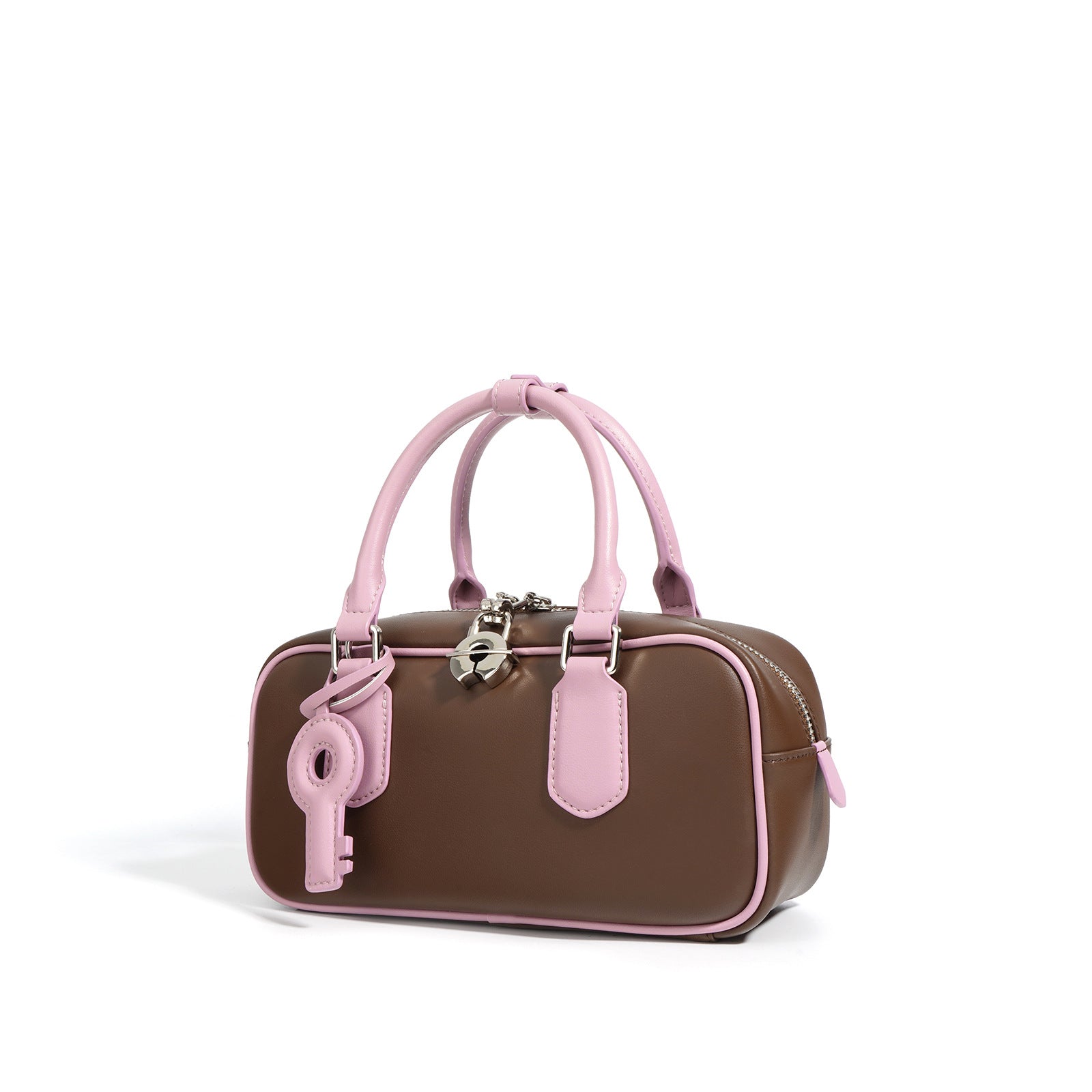 structured mini tote with key charm and top handles – NOLAR