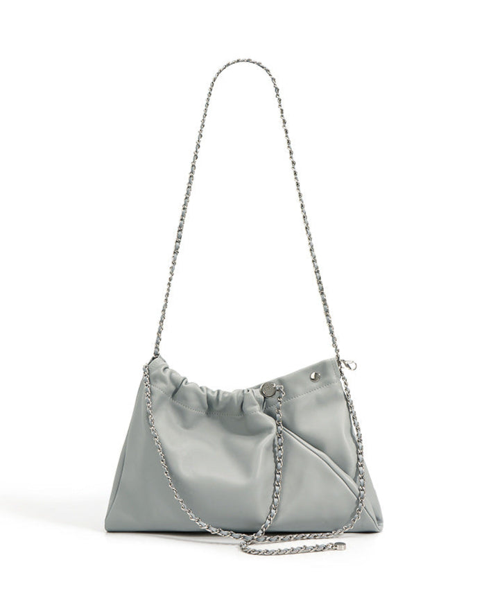 soft ruched shoulder bag with chain strap - VERVA