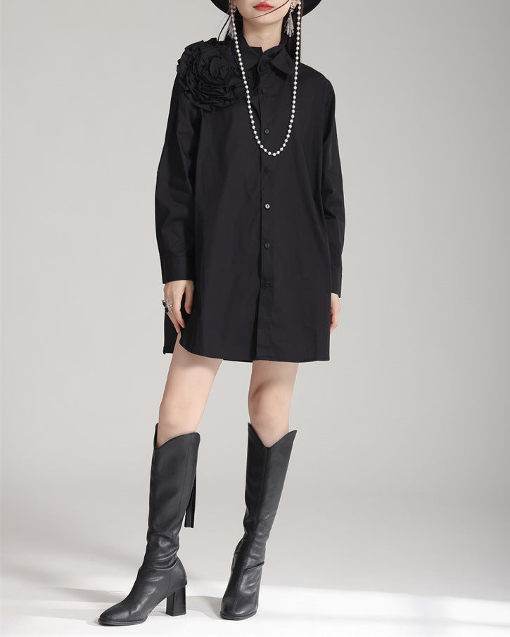 Puff sleeve shirt with floral embellishment - Enitu