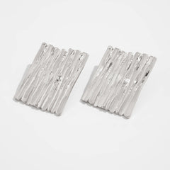 Textured square earrings with vertical ridges - Rinda