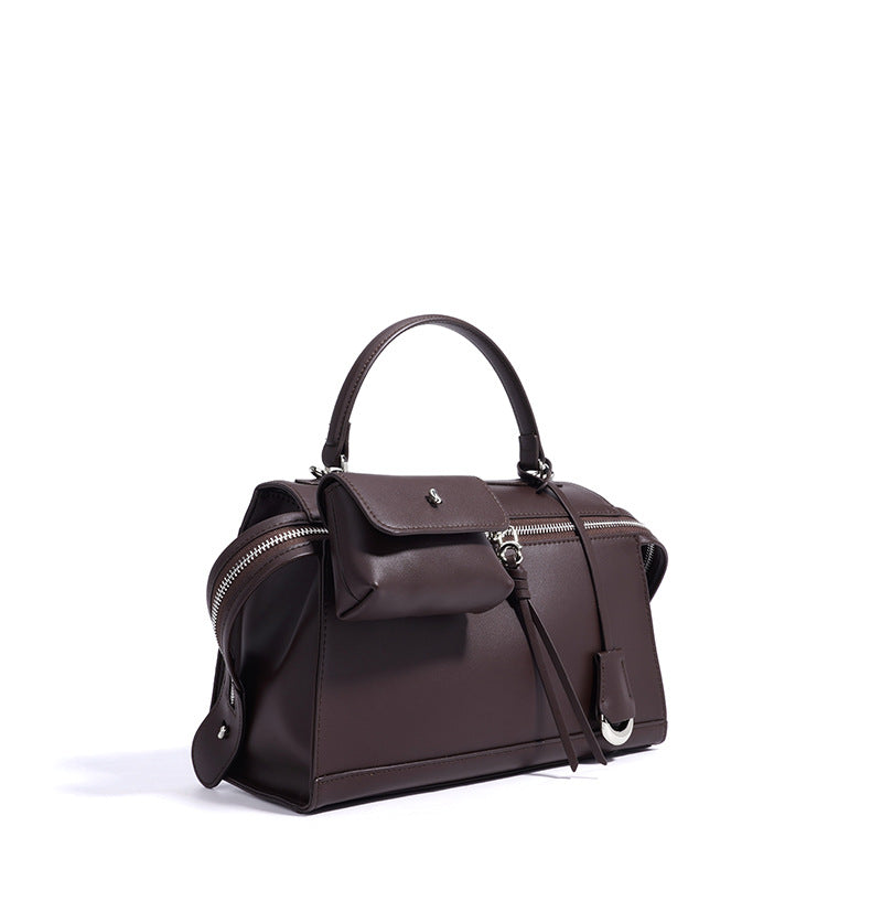 structured top-handle bag with mini pouch – SANDRA
