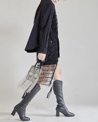 Oversized button-up shirt with fringe detail - Lurgi