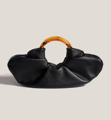 ruched clutch with tortoiseshell ring handle – VERA