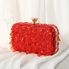 Pleated sequin clutch with diamond-shaped clasp - Puty
