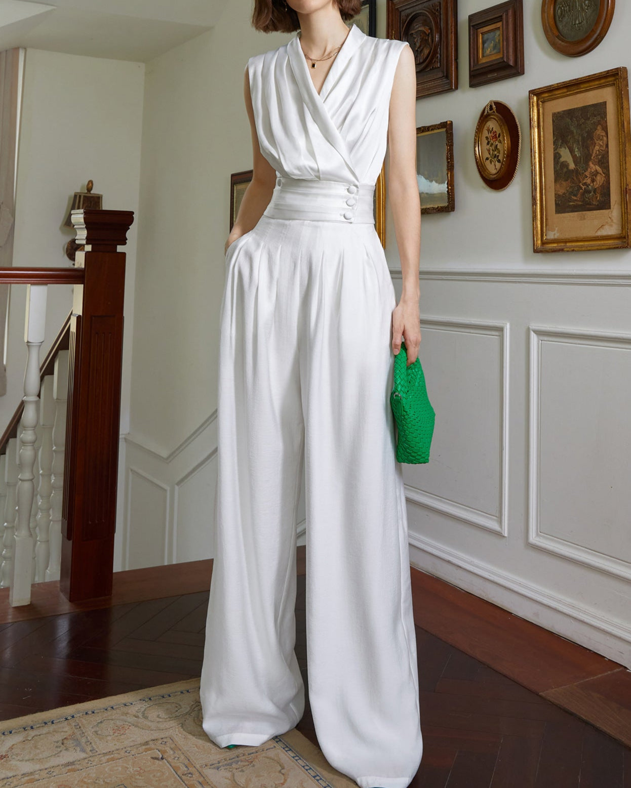 High-waist wide-leg pants with pleated front - Atry