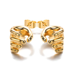 sculptural gold hand earrings with modern drop stud – MANO