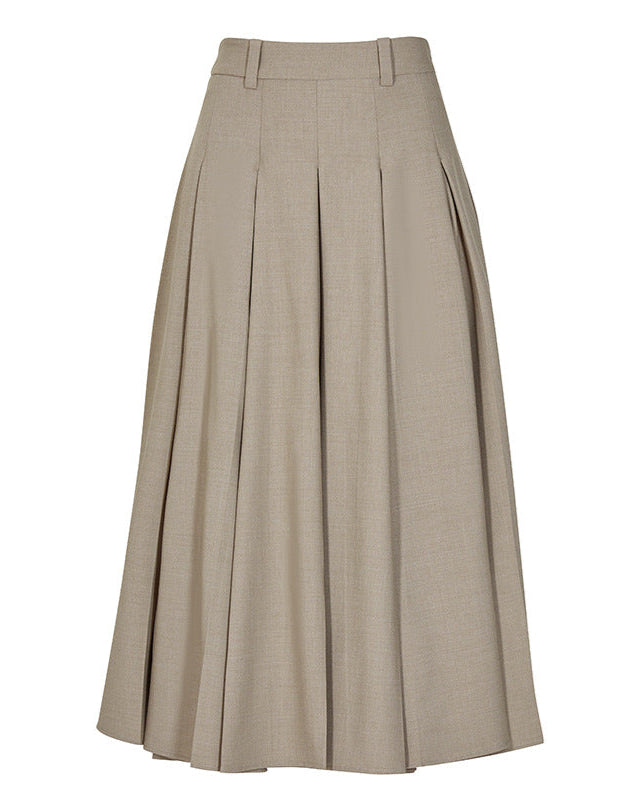 High-waist pleated midi skirt with belt loops – Serqa