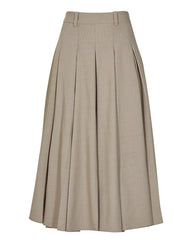 High-waist pleated midi skirt with belt loops – Serqa