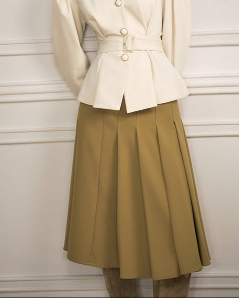 High-waisted A-line skirt with soft pleats – Nitlu