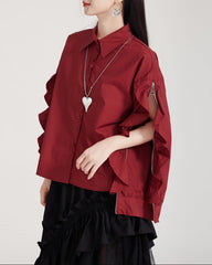 Long-sleeve button-up shirt with ruffled sleeves - Lunji