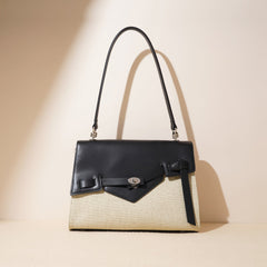 contrast flap structured handbag with knot detail – NEVAL
