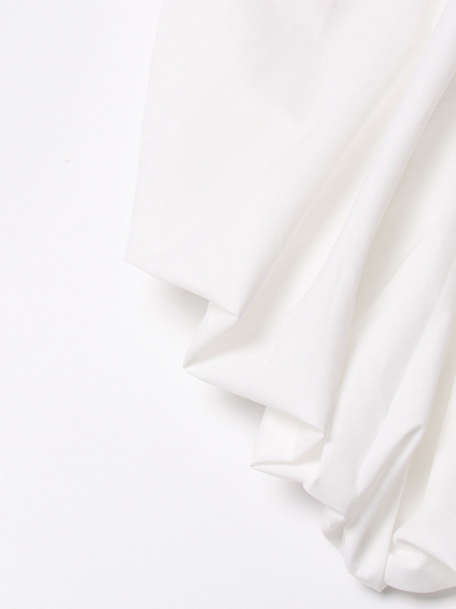 long-sleeve cropped blouse with ruched hem - Fenok