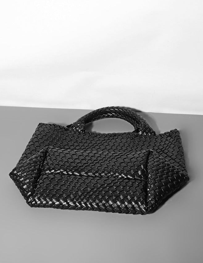 woven leather tote bag with top handles - Aaatrti