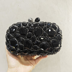 Elegant embellished clutch with geometric crystal accents - Onry