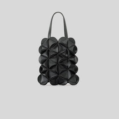 sculpted leather tote bag with floral petal design – ONYX