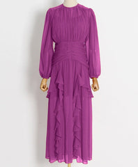 sheer ruffle-trim gown with draped bodice – Aanakec