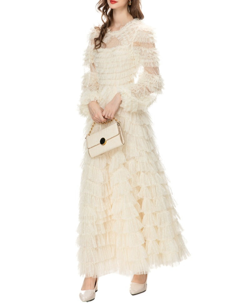 Tiered ruffle lace gown – Genovefa