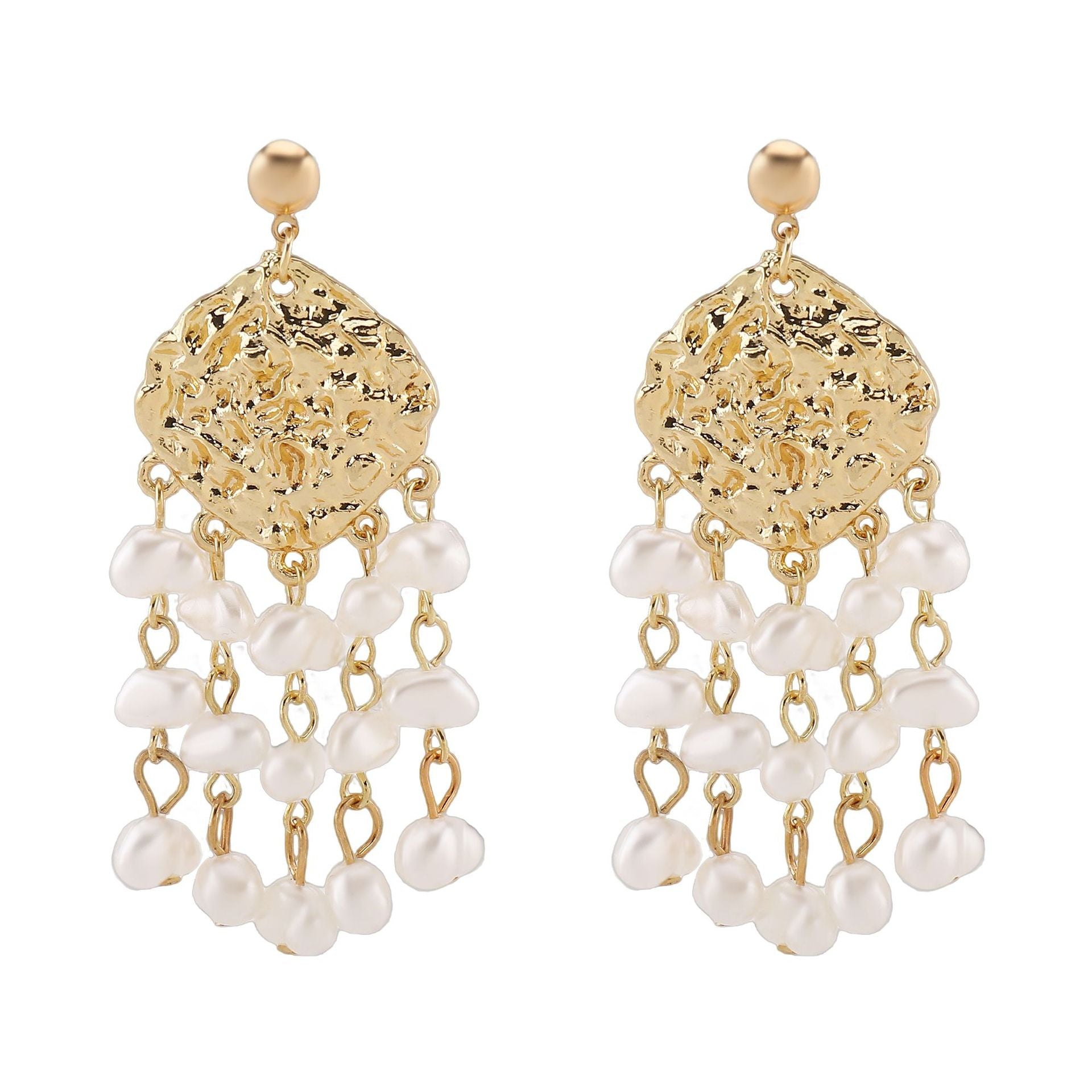 shell drop earrings with textured gold base – CORALIA