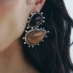 double teardrop earrings with marbled resin - RAYAX