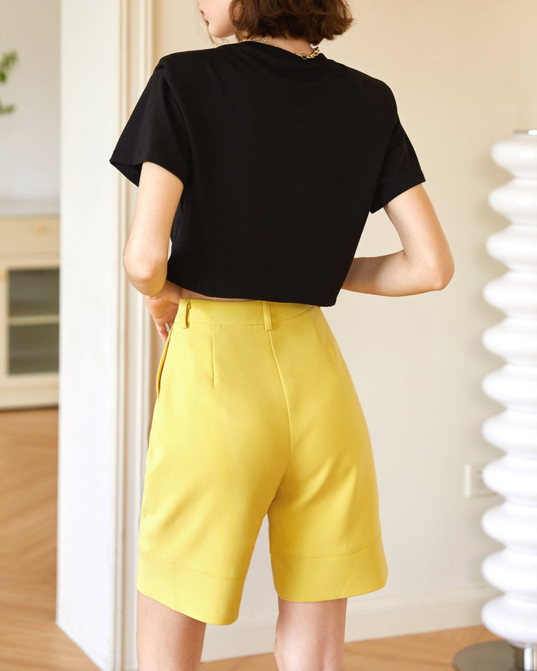Short sleeve cotton blouse with waist tie - Burni