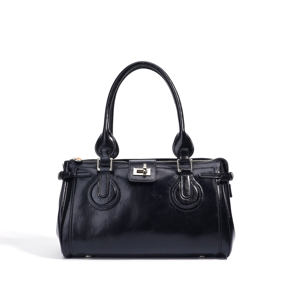 structured patent shoulder bag with buckle detail - AMIRDA