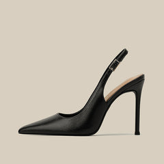 Pointed-Toe Leather Slingback Pumps – CAMILLE
