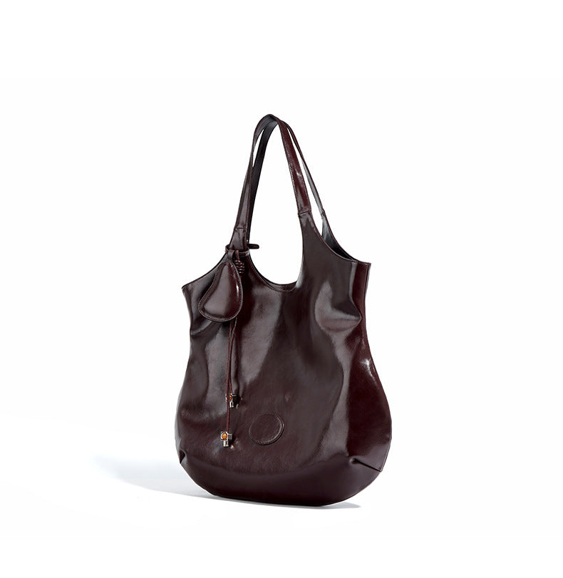 oversized slouchy tote bag with smooth leather finish - NALUXA