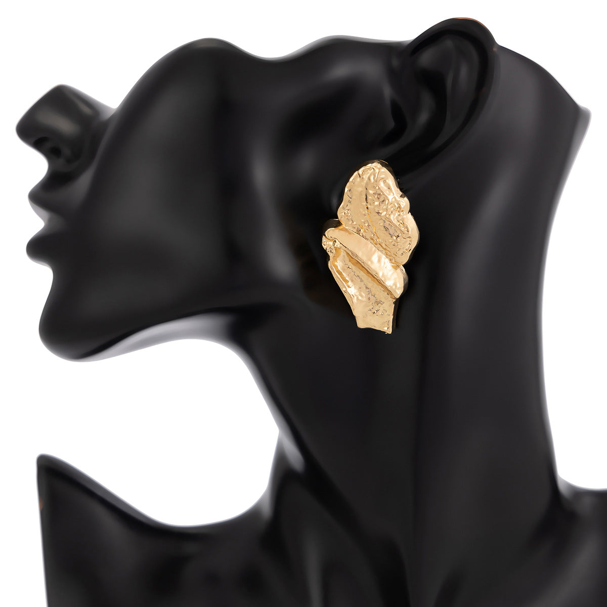 Textured molten double-layer earrings with sculptural finish - Vadvy