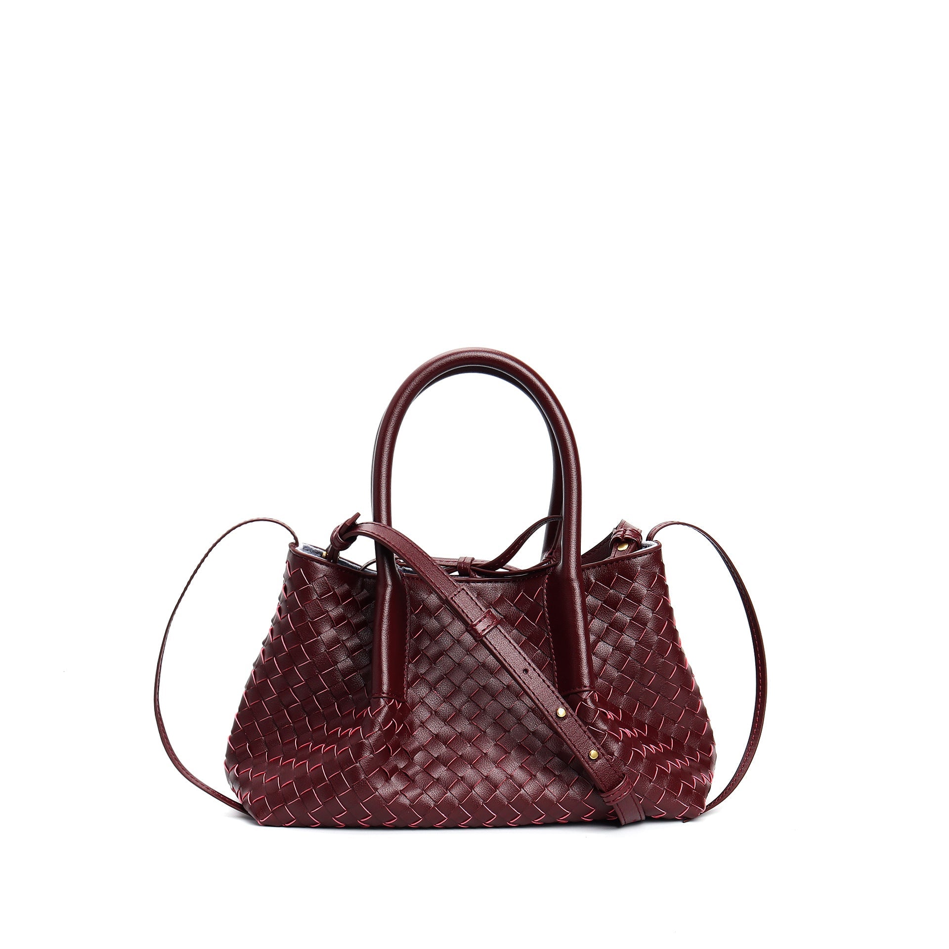 woven leather mini tote bag with tie closure - LIQTA