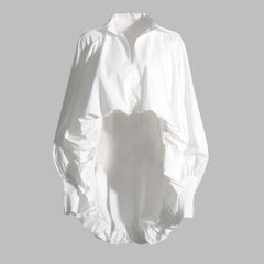 long-sleeve cropped blouse with ruched hem - Fenok
