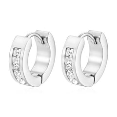 Huggie hoop earrings with square crystal inlay - Norty