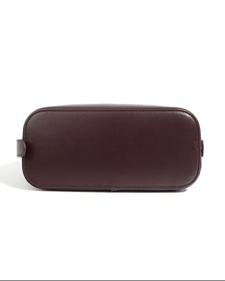 bucket shoulder bag with suede panel and leather trim - AURUXA