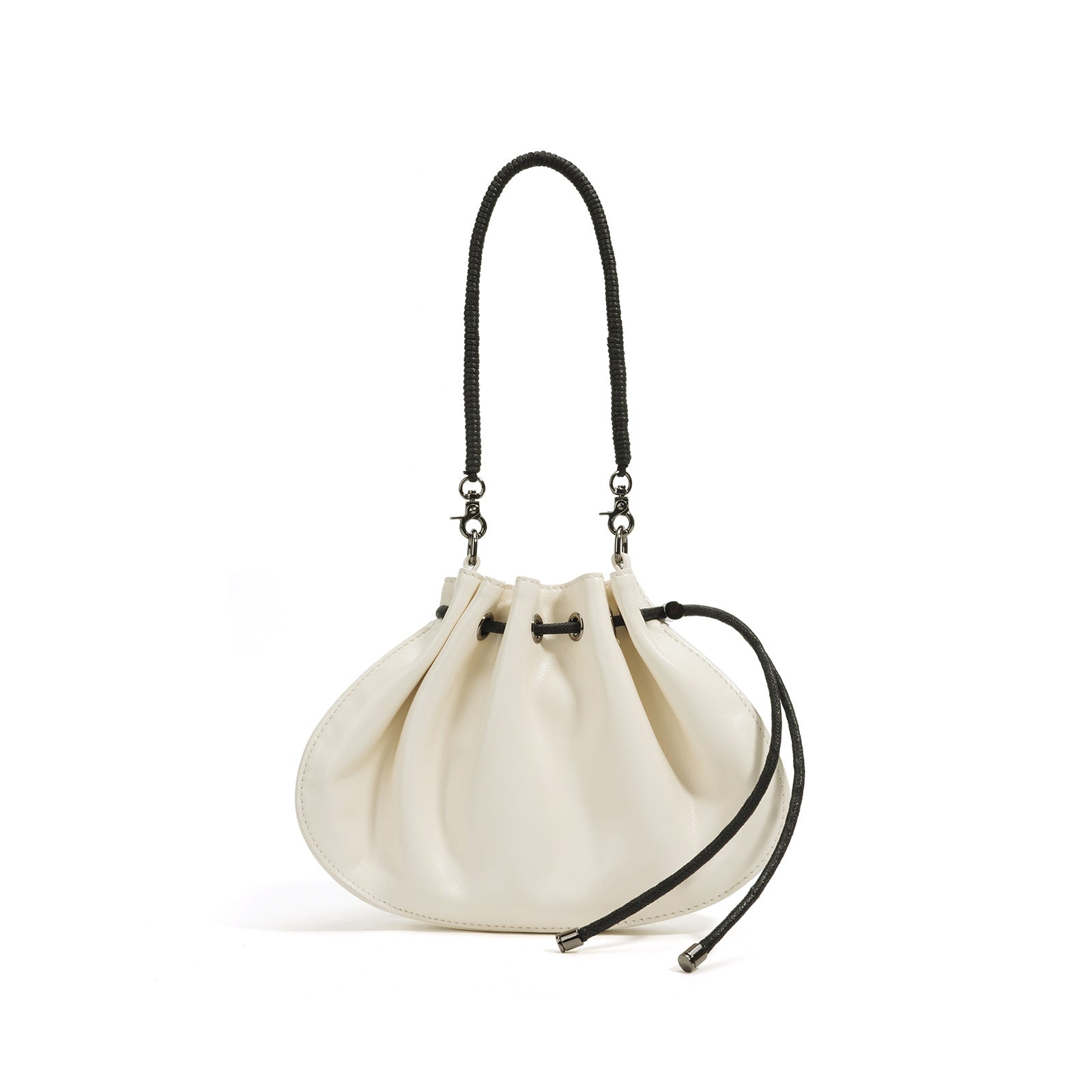ruched drawstring mini bag with cord handle – ARAD