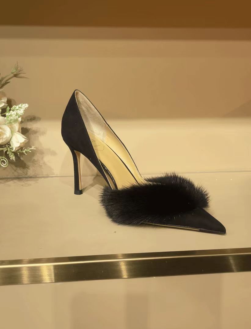 pointed-toe stiletto heel with fur trim - Nolza