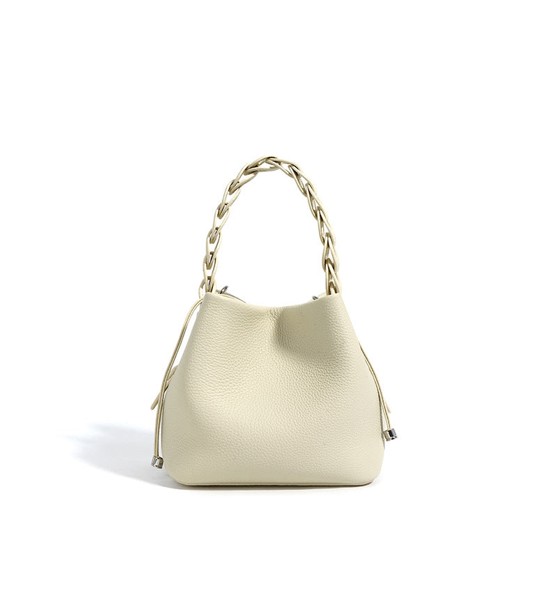 drawstring mini bucket bag with braided top handle – SIENNA