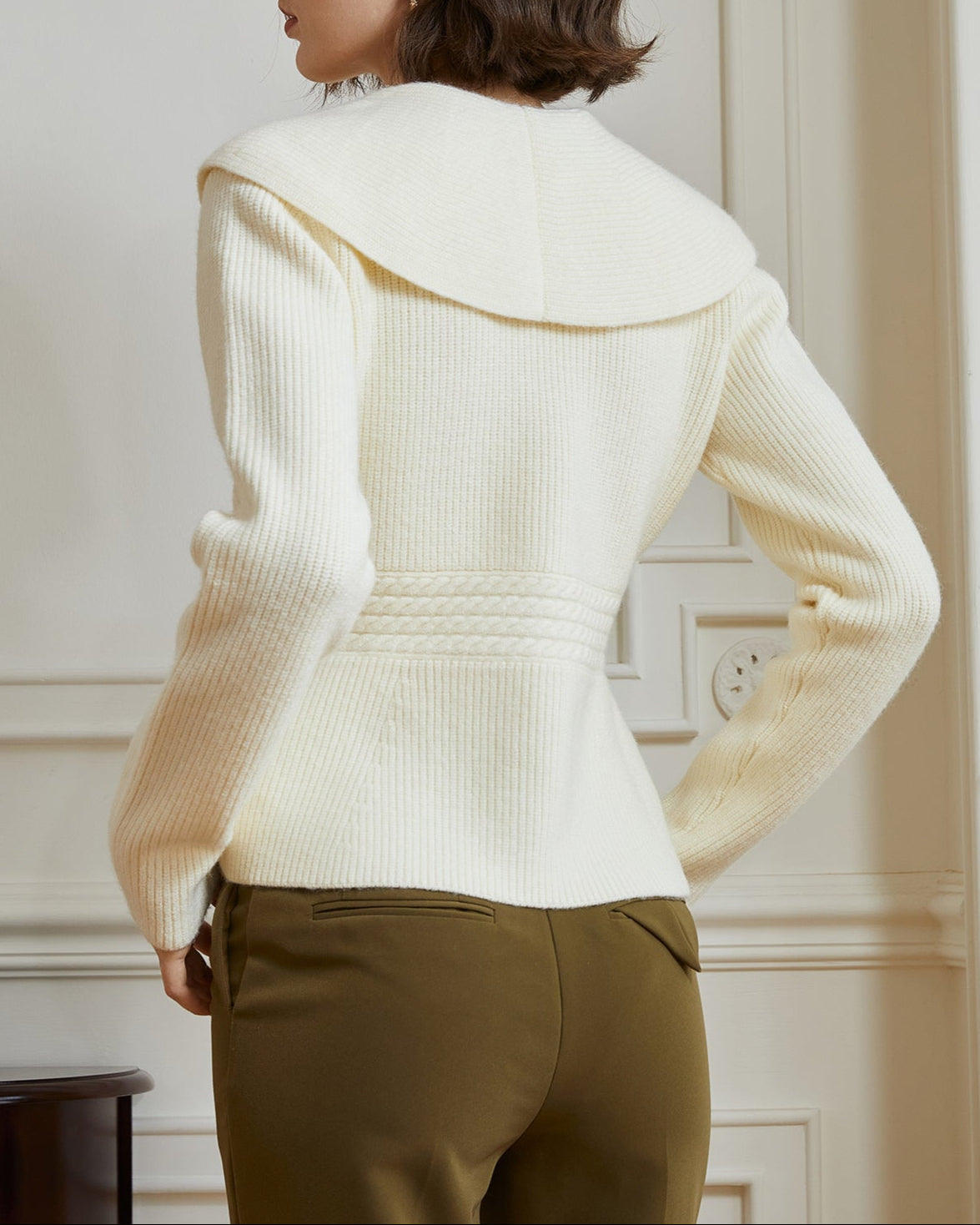 Ribbed knit jacket with shawl collar - Vernu