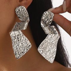 crinkled sculptural drop earrings in silver foil – ASTRA